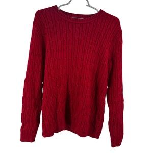 Karen Scott Red Crew Neck Sweater with Textured Knit XL cable knit metallic